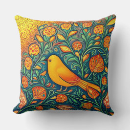 Almofada Pássaros Amarelos Felizes, Artsy Folk