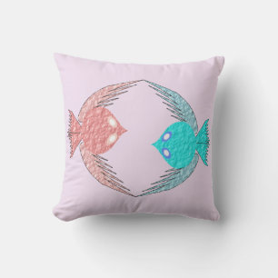 Almofada Pássaros de Amor, Rosa e Azul