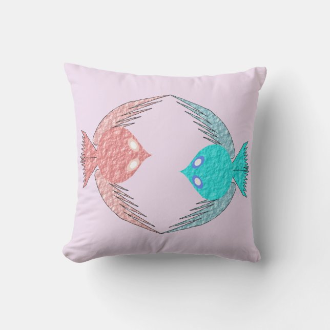 Almofada Pássaros de Amor, Rosa e Azul (Frente)