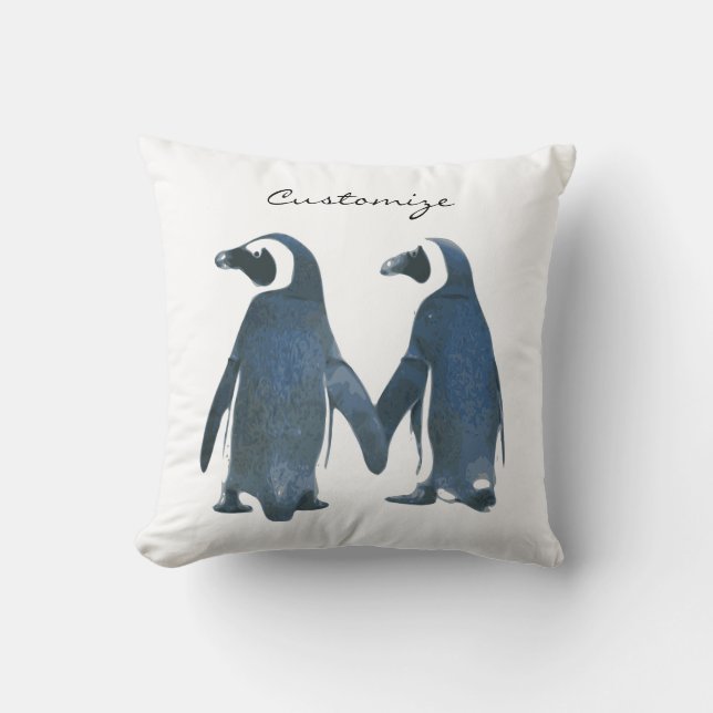 Almofada Pássaros do Amor Casal Pinguim Thunder_Cove (Frente)