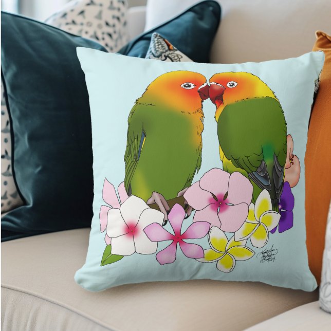 Almofada Pássaros do Amor Flores Tropicais (Criador carregado)