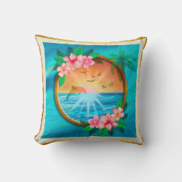 Almofada Pássaros do Oceano Praia Summer voam no céu e mina