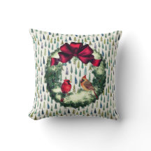 Pássaros em um Travesseiro decorativo de Natal em