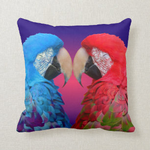 Almofada Pássaros, macaw ou papagaio colorido do amor