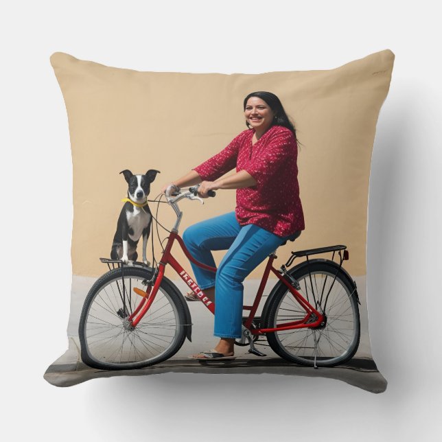 Almofada Passeio de bicicleta Whimsical com Companheiro Can (Frente)