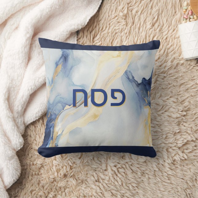 Almofada Passover Seder Blue & Faux Dourado Agate Personali (Cobertor)