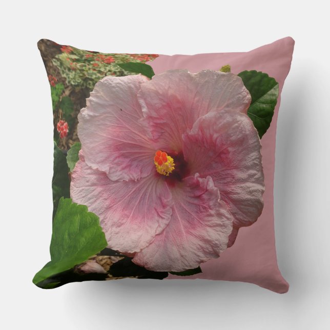 Almofada Pasta de Hibiscus Rosa. TRAVESSEIRO DECORATIVO BG  (Frente)