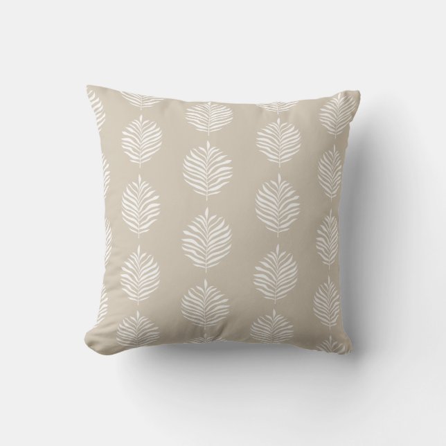 Almofada Pasta Tropical Palm Leaf Pattern Beige (Frente)