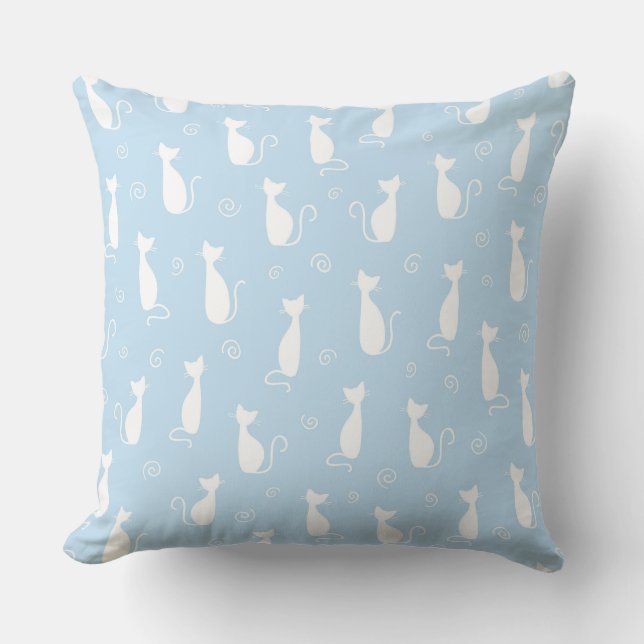 ALMOFADA PASTEL BABY BLUE COM CASAS BRANCAS DE GATOS (Frente)