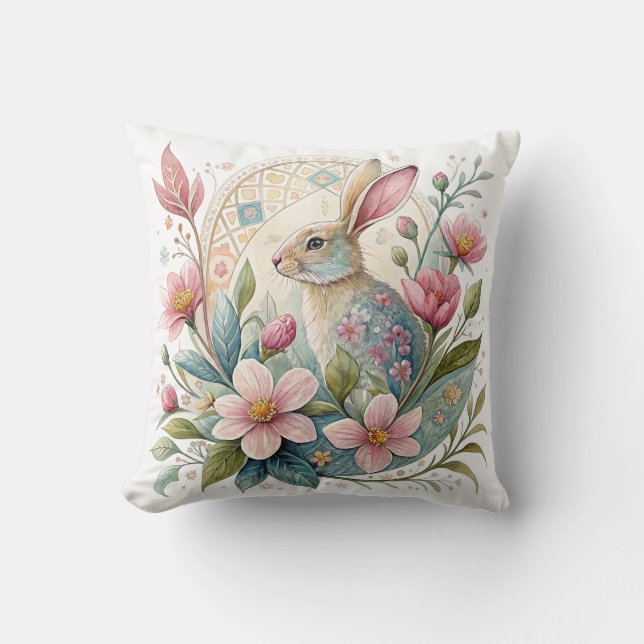 Almofada Pastel Bunny com Flores (Frente)