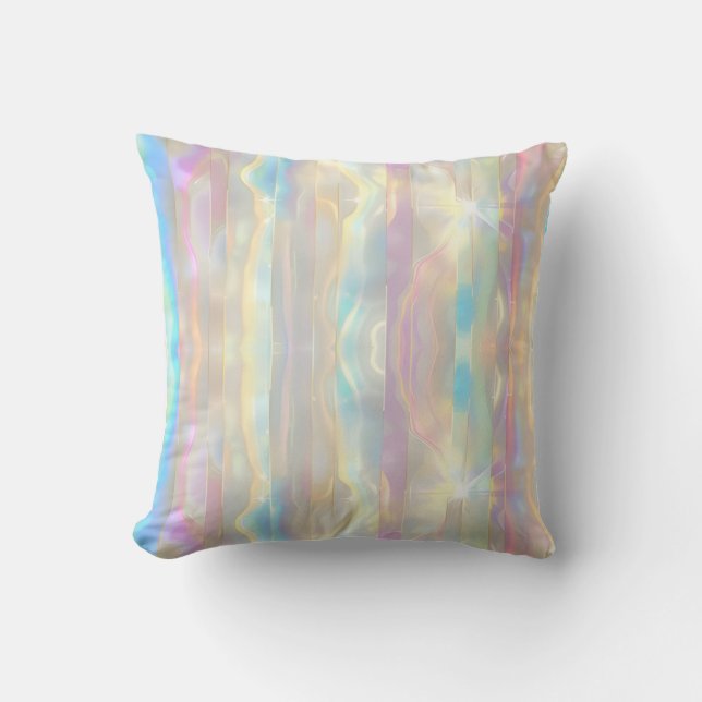 Almofada Pastel Colors Shimmering Iridescent Stripes Patter (Frente)