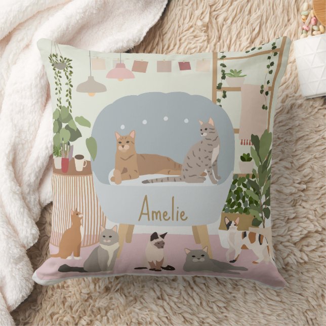 Almofada Pastel Cozy Cat Lounge Vegetais (Cobertor)