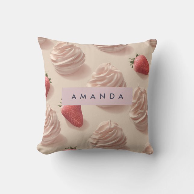 Almofada Pastel de Creme de Morango Agradável e Bonito Pers (Frente)