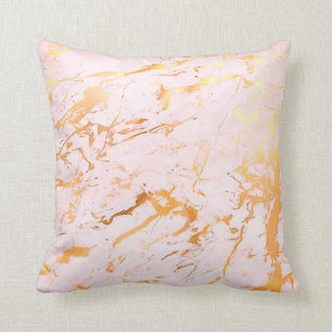 Almofada Pastel de mármore feminino cor-de-rosa Dourado
