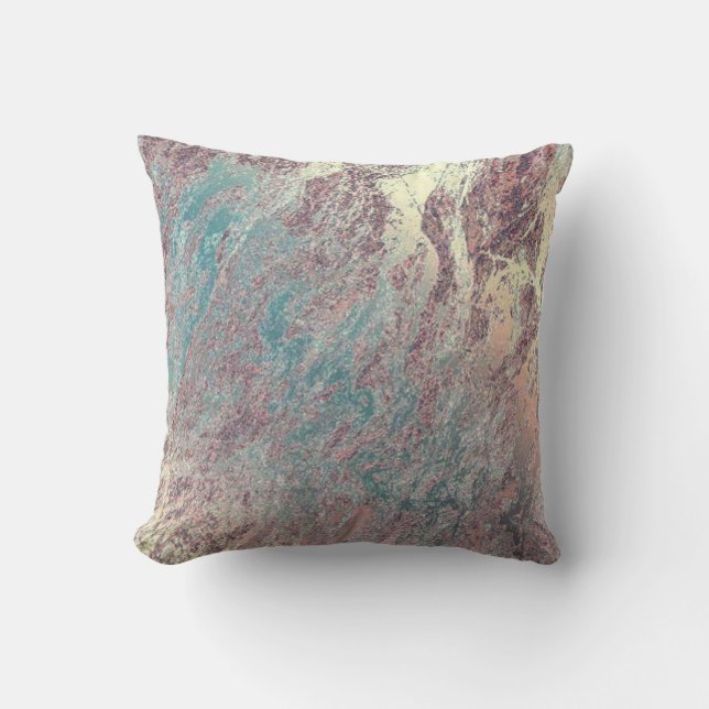 Almofada Pastel de mármore VIP Dourado Aqua Rosa de abstrat (Frente)