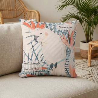 Almofada Pastel Exótico Papagaio Decorativo Tendência Jungl