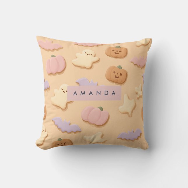 Almofada Pastel Halloween Cookie Ghost Bat personalizado (Frente)