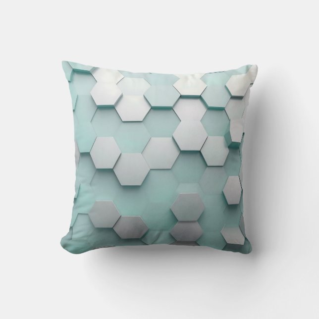 Almofada Pastel Mint Hexagon 3D Mosaic (Frente)