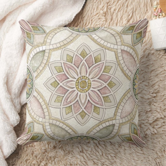 Almofada Pastel Opalescent Floral Mosaic - Mandala (Cobertor)