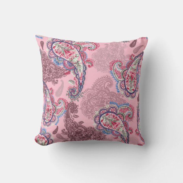 Almofada Pastel paisley, tradicional padrão étnico uniforme (Frente)