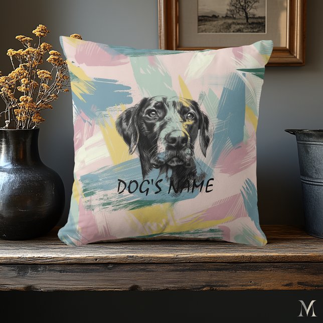 Almofada Pastel Pointer Portrait – Modern Abstract Art (Criador carregado)