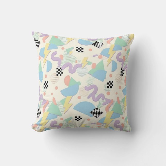 Almofada Pastel Retro Memphis Pattern Swirls (Frente)
