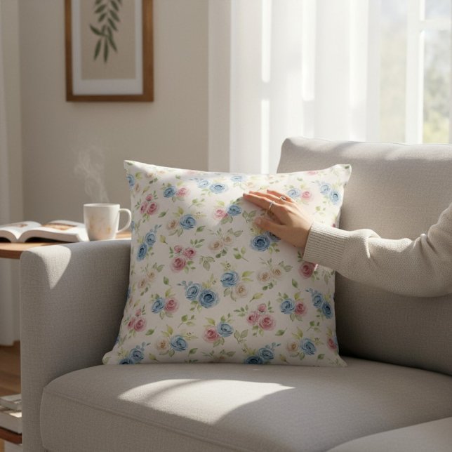 Almofada Pastel Rose Botanical Watercolor  (Criador carregado)