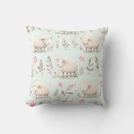 Almofada Pastel Sheep e Travesseiro decorativo Floral de Pa