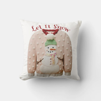 Almofada Pastel Snowman - Travesseiro decorativo de Suéter