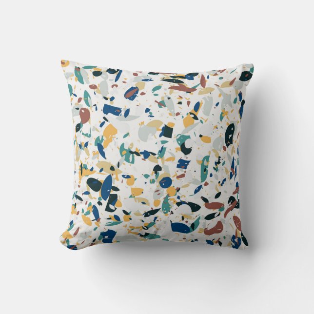 Almofada Pastel Terrazzo: Padrão moderno de Abstrato. (Frente)