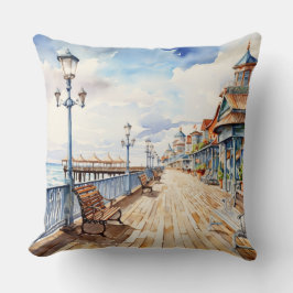 Almofada PASTEL WATERCOLOR BOARDWALL E PRAIA bonito
