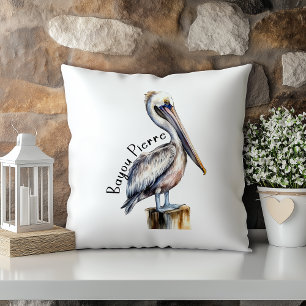 Almofada Pastel Watercolor Pelican Bayou Pierre Louisiana