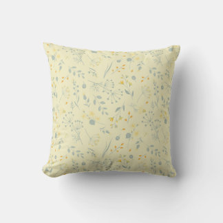 Almofada Pastel Yellow Cinzas Flores Selvagens Berries
