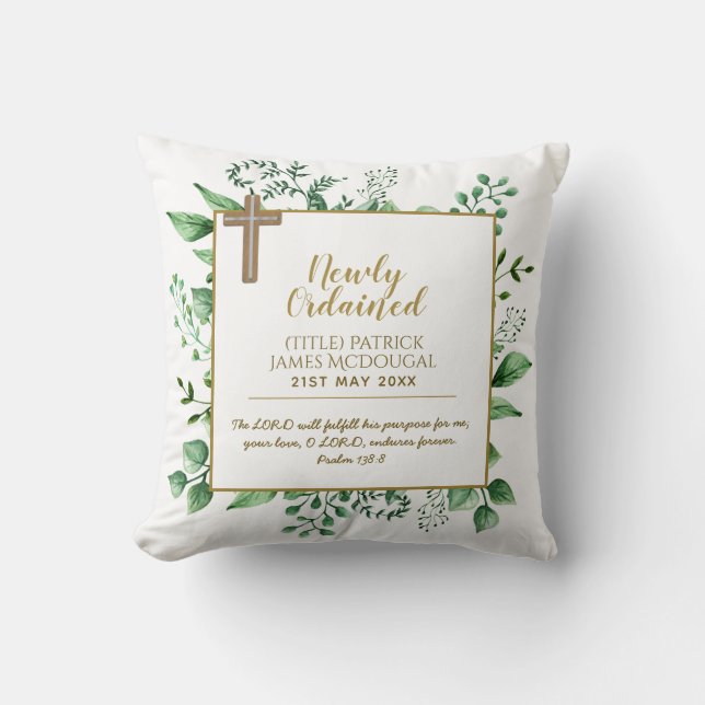 Almofada Pastor Deacon Nun, recém-ordenado (Frente)