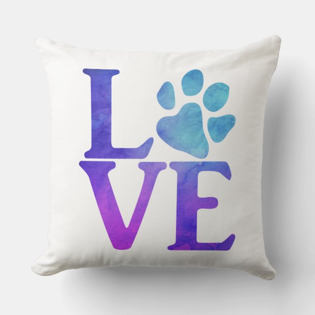 Almofada Pata de Amor Azul Clássico e Roxo (Frente)