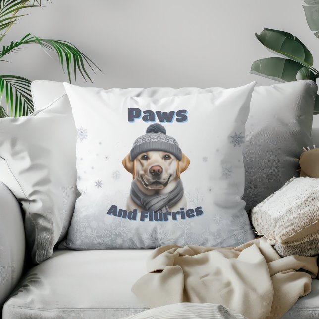 Almofada Patas & Flocos - Design de Cachorro de Inverno (Criador carregado)