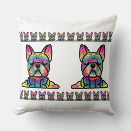 Almofada Patas Pacífico: Bulldog de Ioga em Cores Tie Dye