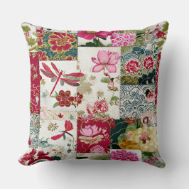 Almofada Patch Floral do Kimono Japonês Vintage