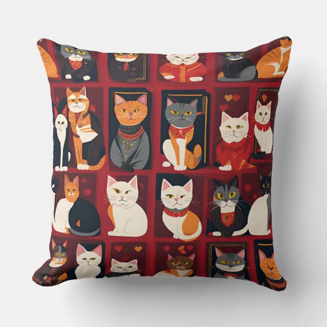 Almofada patchwork cats AI art travesseiro (Frente)