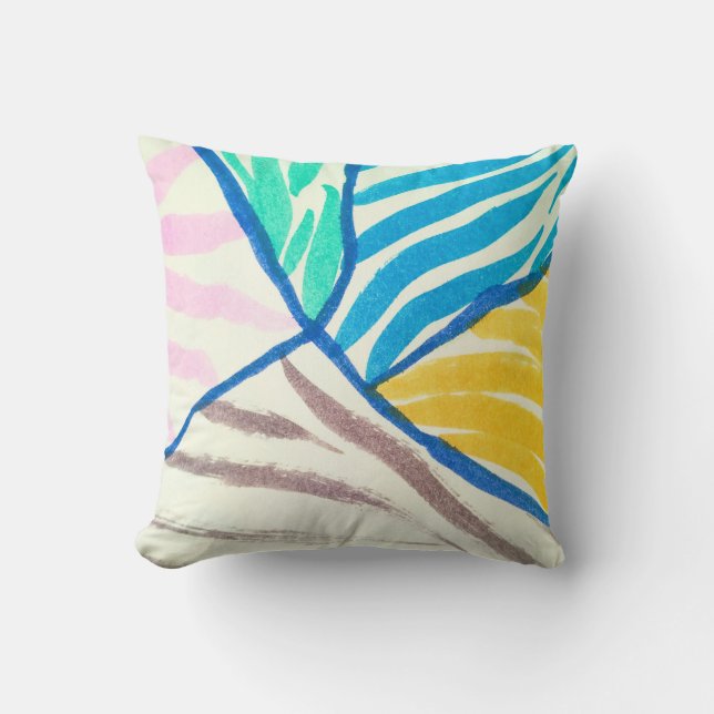 Almofada Patchwork com aquarela: estilo de pintura sujo. (Frente)
