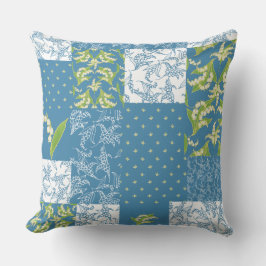 Almofada Patchwork de Lily-of-the-Valley Faux, Blue