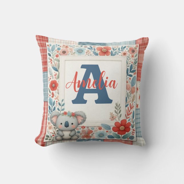 Almofada Patchwork Denim Koala Throw Pillow (Frente)