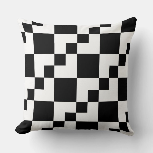 Almofada Patchwork Domino - Branco sobre Preto (Frente)