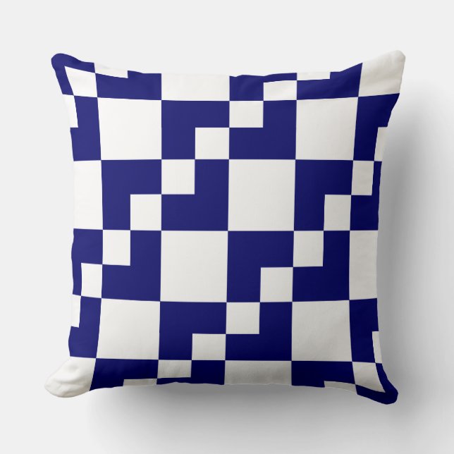 Almofada Patchwork Domino - Marinho profundo azul e branco (Frente)