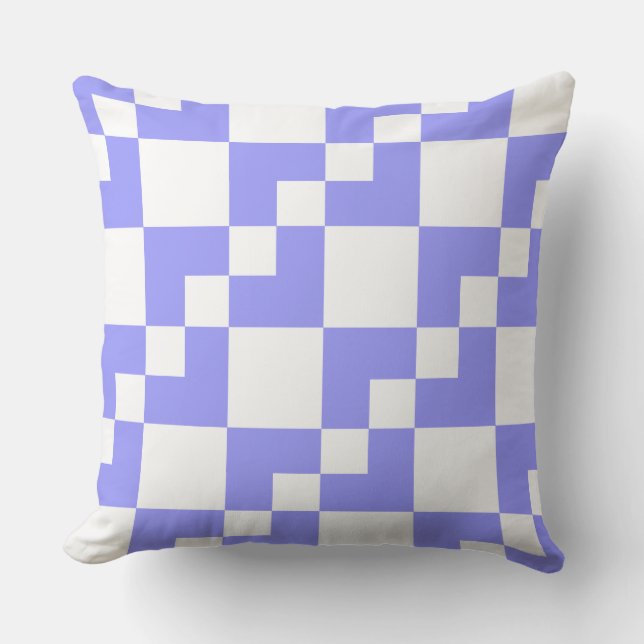 Almofada Patchwork Domino - Pastel Azul e Branco (Frente)