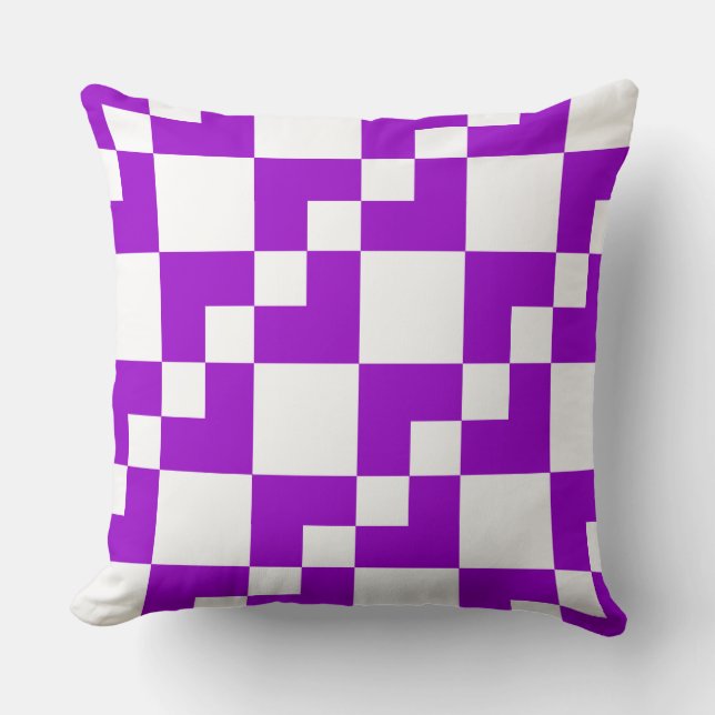 Almofada Patchwork Domino - Roxo e Branco (Frente)