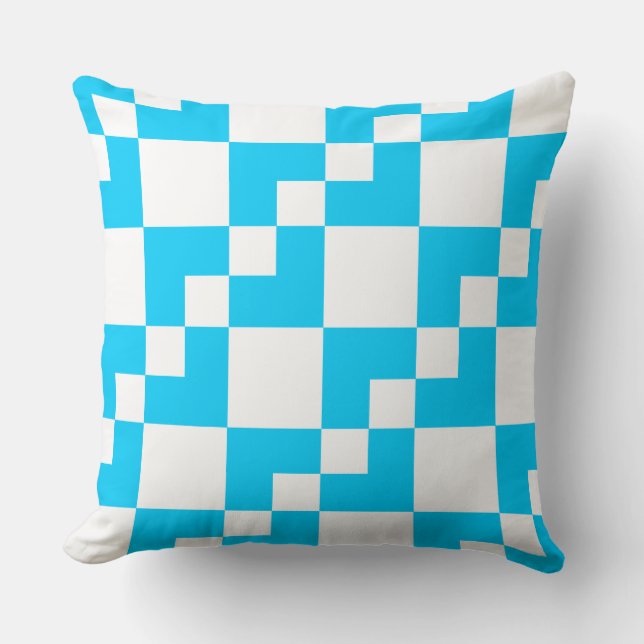 Almofada Patchwork Domino - Sky Blue and White (Frente)