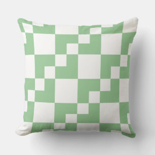 Almofada Patchwork Domino - Verde esmaecido e branco