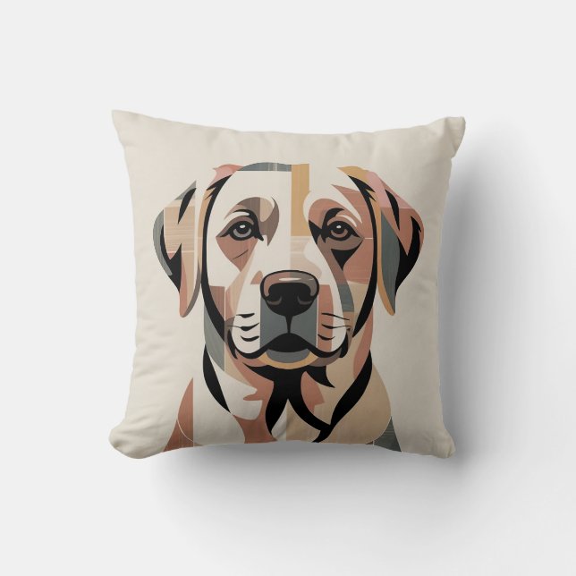 Almofada Patchwork Labrador Aconchegante Morno Neutro (Frente)