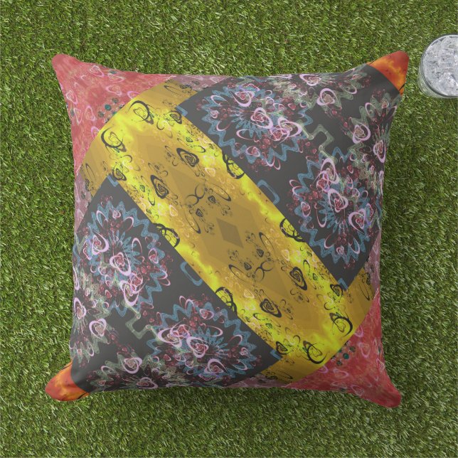 Almofada Patchwork Psychedelic Bohemian (Grama)